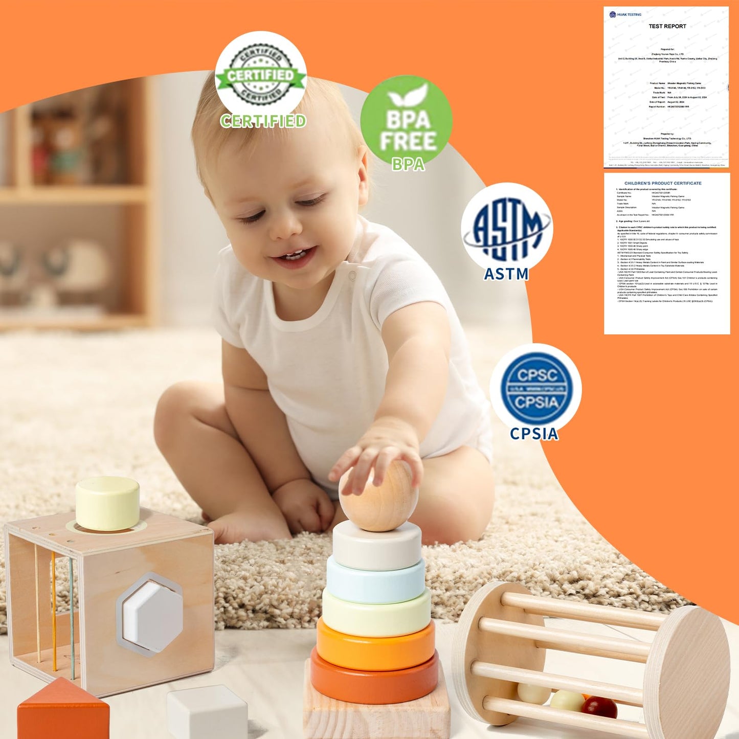 Montessori Toys For 1-3 Year Old, Baby Toys 12-18 Months, Wooden Stacking Rings Toys For Toddlers, Shape Sorting Cube, Xylophone, Preschool Sensory Developmental Educational Toys For Babies