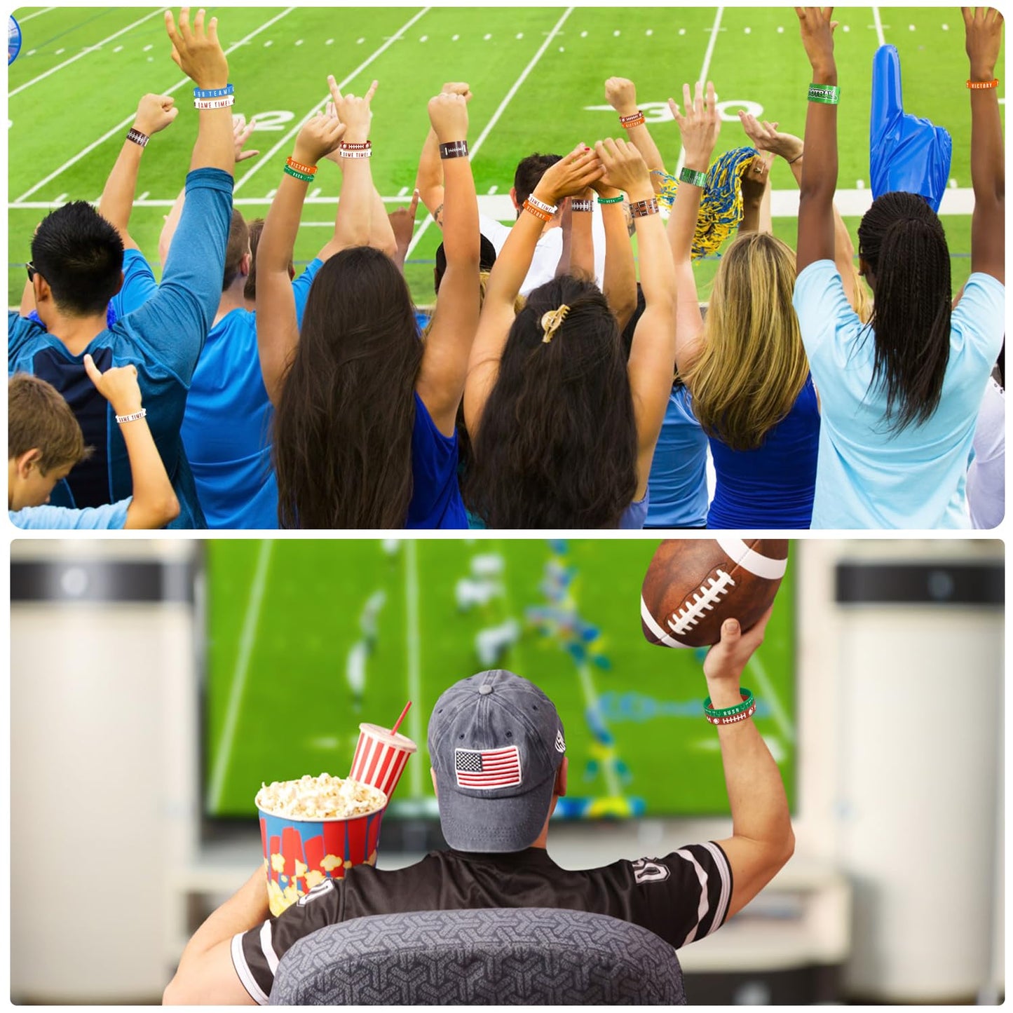 Pixhotul 40 Pieces Football Party Favors, Silicone Wristbands And Rubber Bracelets For Game Day, Teens Birthday, Theme Party, Te