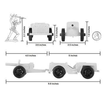 Timmee Combat Patrol Willys & Artillery - White 4Pc Playset Usa Made