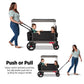 Radio Flyer Collapsible Folding Push And Pull Stroller Kids Wagon With Protective Canopy Cover And Travel Case For Ages 1 And Up, Black