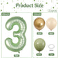 40 Inch Sage Green Number 3 Balloon, Olive Green 3Rd Birthday Balloons, Retro Sand White Avocado Green Gold Latex Balloons Giant