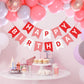 Eaezerav Happy Birthday Banner - Red Paper Bunting Sign for Kids' Parties, Tea Party, Christmas & Thanksgiving Decor