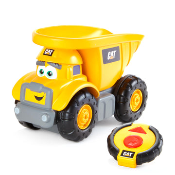 CAT Construction Toys, Junior Crew Lil' Movers Remote Control Truck, RC Car + Dump Truck, Working Headlights, with Child Friendl