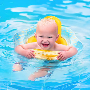 Zooawa Baby Swimming Float, Baby Floats For Pool With Safety Seat,Infant Baby Pool Float No Flip Thicken Swim Training For Baby Of 6-30 Months,L,Yellow