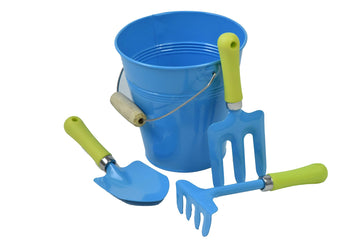 G & F Products 10051 Justforkids Kids Water Pail With Garden Tools Set, Blue,4 Pieces