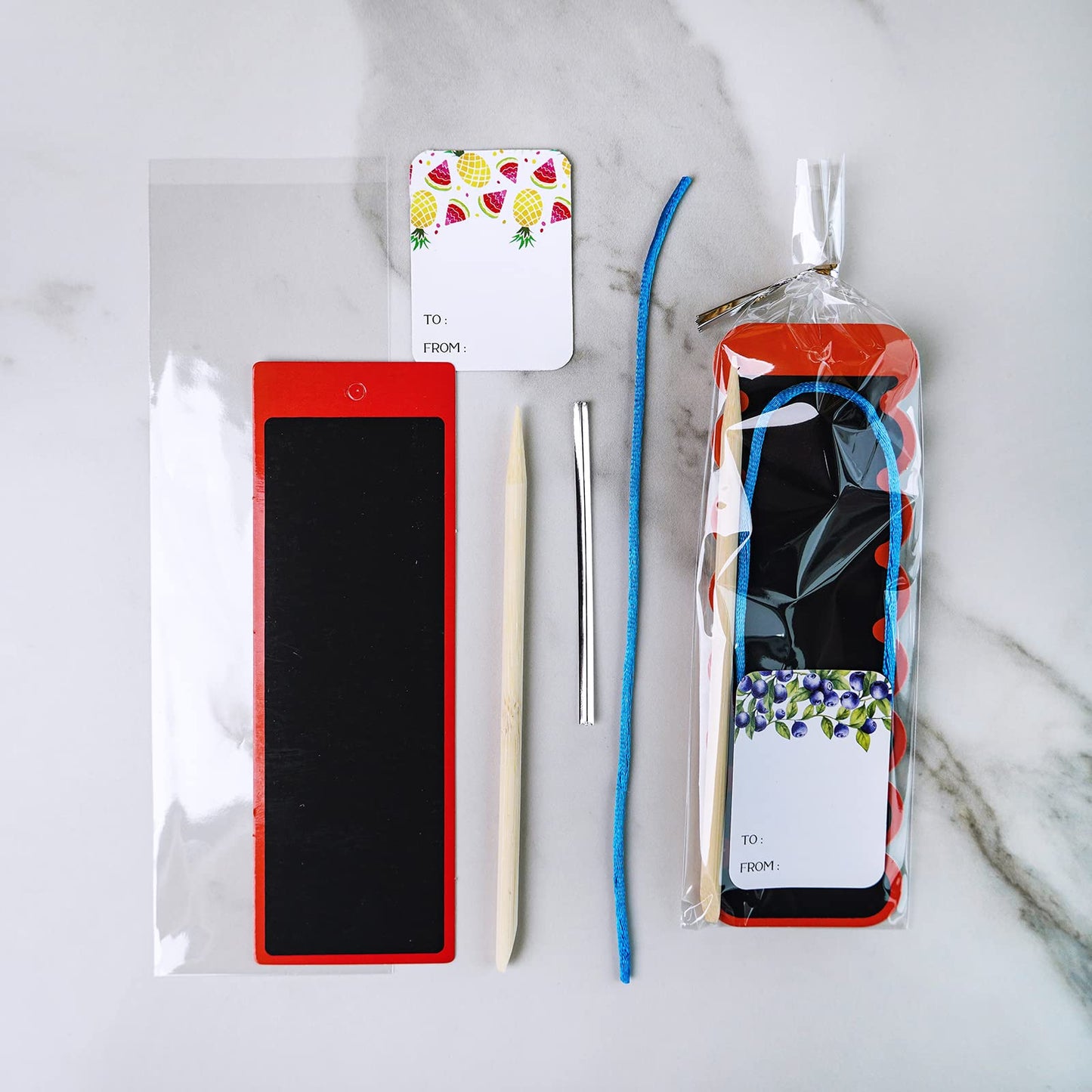 Winlyn 48 Sets 6 Styles Magic Color Scratch Bookmarks Craft Kits Rainbow Scratch Paper Art Sets for Kids Students Party Favors D