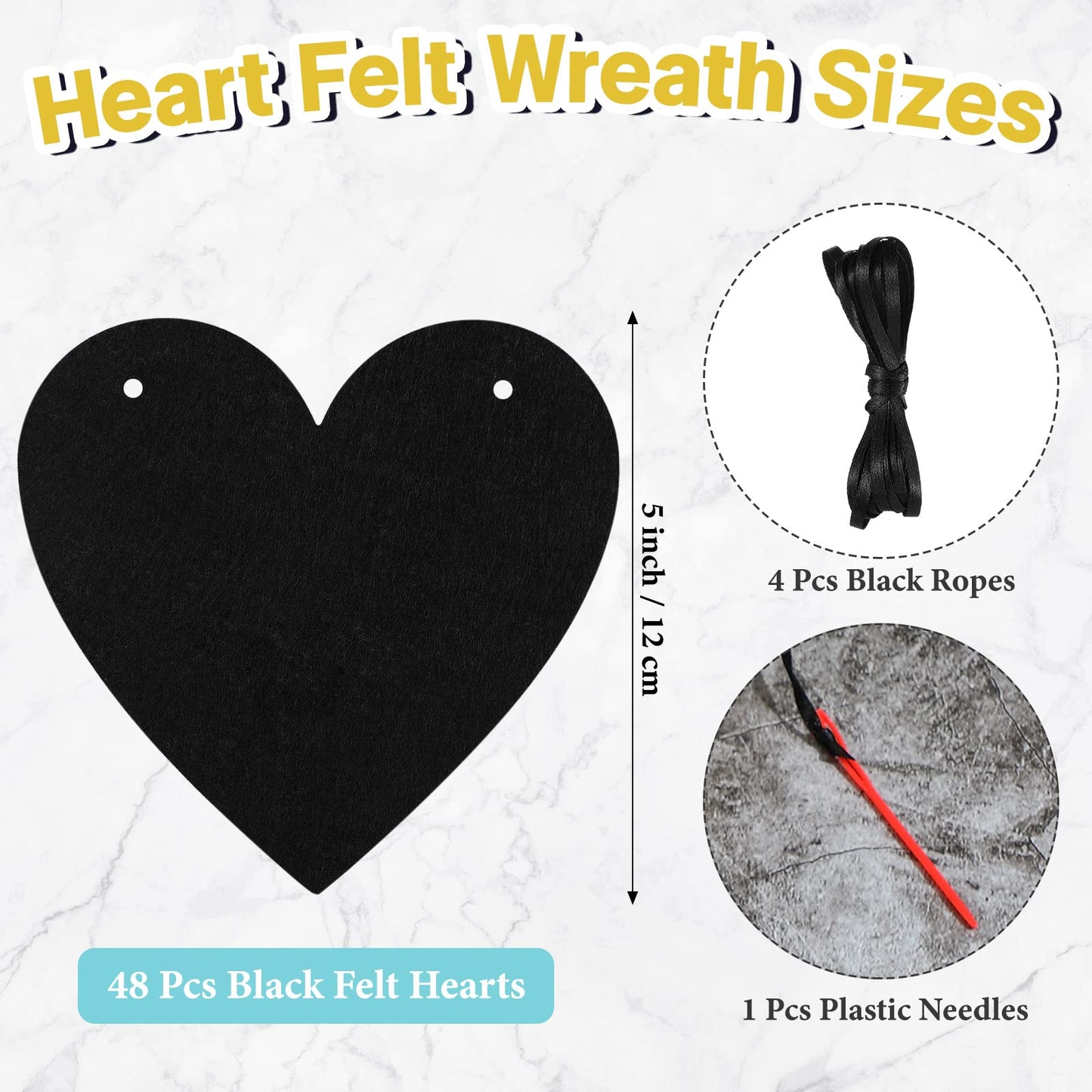 Colarr 4 Pack Valentines Black Felt Heart Garland Banner Gothic Decor Black Heart Banner Black Party Decorations Goth Farewell W