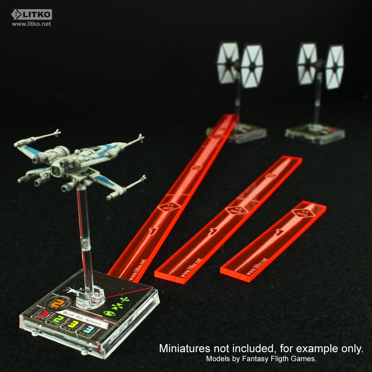 Litko Space Fighter Multi-Range Fire Gauge Set | Compatible With Star Wars: X-Wing | Set Of 3 (Fluorescent Pink)
