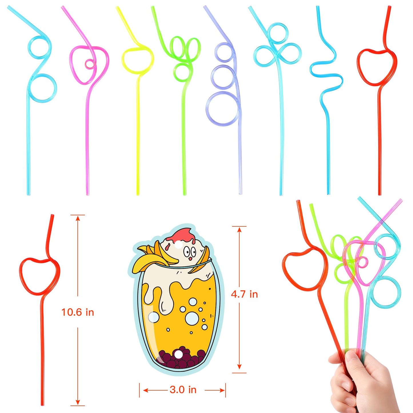 AOJOYS Valentines Day Cards for Kids 32 Pack - 32 Colorful Valentine Gift Cards + 32 Lovely Loops Reusable Drinking Straws for C