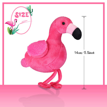 Skylety 6 Pieces Mini Flamingo Stuffed Animal Plush Toys 5 Inch Flamingo Party Favors Valentine Day Gift Pink Flamingo Hanging Ornaments Keychain Decorations For Women Birthday(Pink)