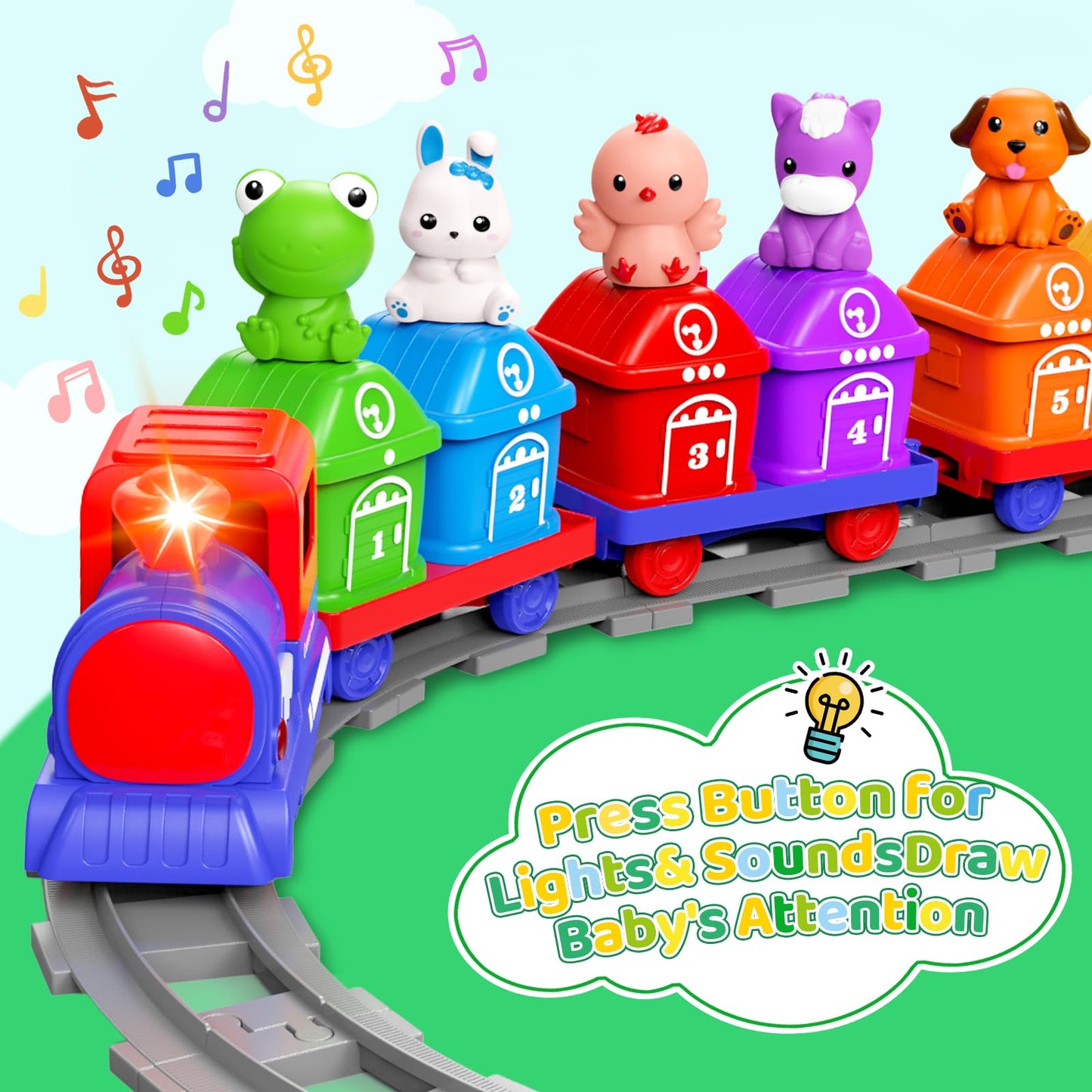 Train Set for Toddlers 2-4,Toddler Toys for 1 2 3 Year Old,Electric Train Set Montessori Learning Matching & Sorting Toys, Learn
