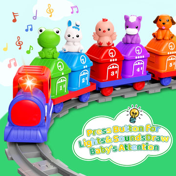 Train Set for Toddlers 2-4,Toddler Toys for 1 2 3 Year Old,Electric Train Set Montessori Learning Matching & Sorting Toys, Learn