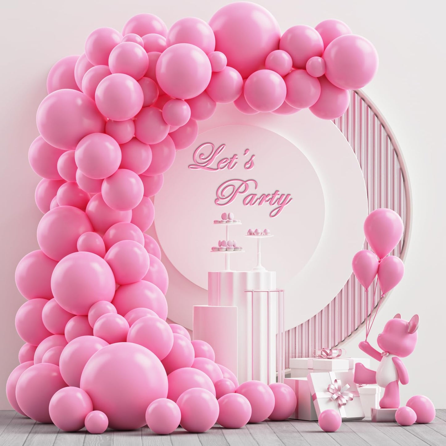 Nisocy Pink Latex Balloon Arch Garland Kit, 102Pcs 18In 12In 10In 5In For Baby Shower Wedding Birthday Princess Pink Theme Anniv