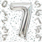 Flyloons 7 number Silver Foil Balloon 16 inch Size Birthday Decoration Items | 7th Year Balloons | Seven