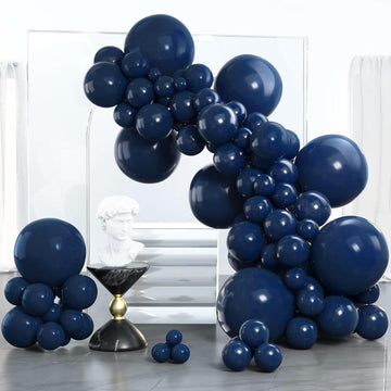 PartyWoo Navy Blue Balloons - 100 pcs in 5-18 Inch Sizes, Rubber Material, Perfect for Party Decorations and Balloon Garlands