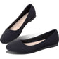 Obtaom Womens Textile Flat Shoes Round Toe Slip On Shoes Fabric Dress Black Ballet Flats(Black,Us8)