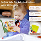 Love&Mini Baby Cloth Book - Giraffe Wildlife Crinkle Touch & Feel Book for Infants, Early Learning Tummy Time Toy for 6+ Months,