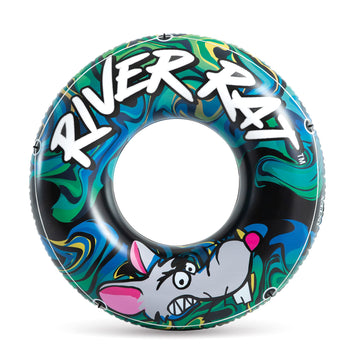Intex River Rat 48 Inch Inflatable Vinyl Towable Boat Floating Tube Raft For Swimming Pool And Lake In Green Rat Or Graffiti Rat