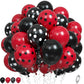 Ladybug Balloons, Red Black Polka Dots Balloons Matte Black And Red Balloons Black And White Polka Dot Latex Balloons For Kids A