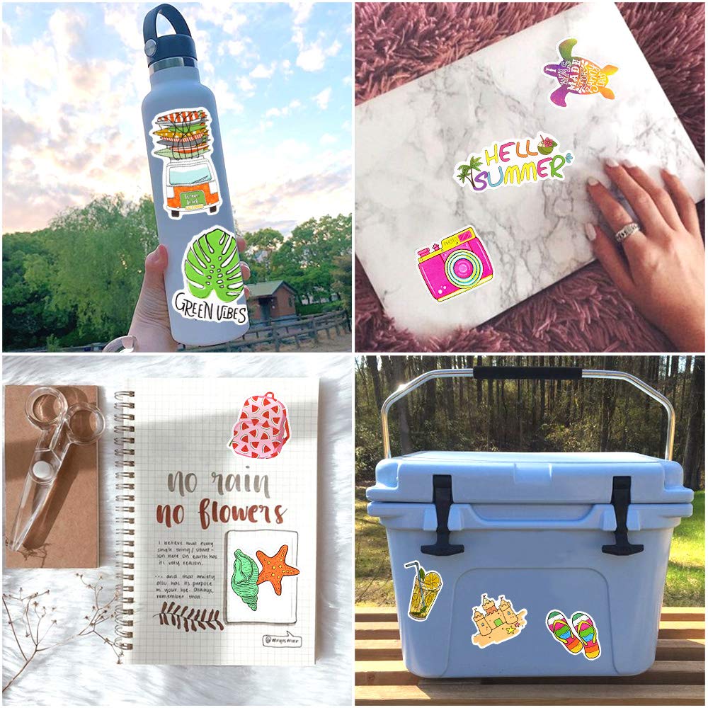 Susihi Summer Beach Stickers For Hydroflasks Cute Stickers Laptop Water Bottles Stickers Waterproof Stickers For Teens(50 Pcs)