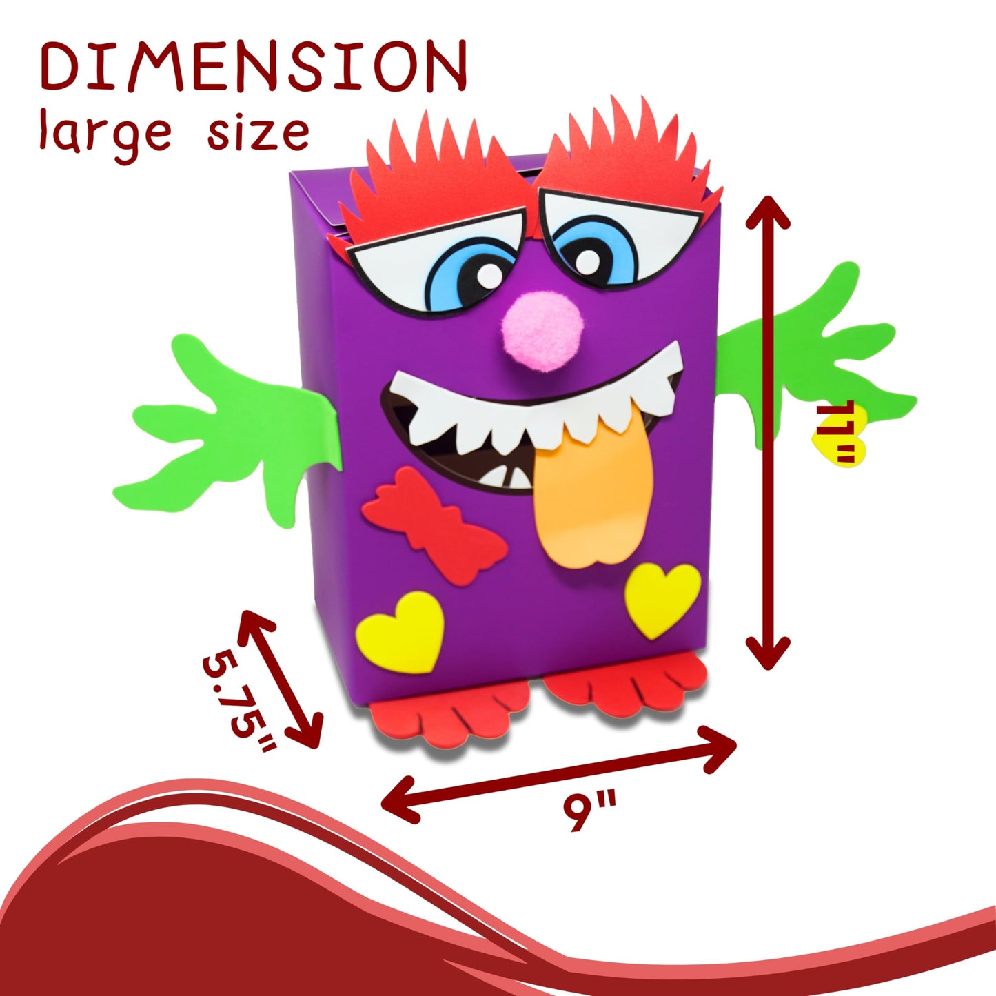 4Es Novelty DIY Monster Valentines Card Box Craft Kit - Makes 1 Valentines Day Crafts for Kids, Valentine Mailbox for Classroom