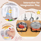 Costzon Play Kitchen for Kids, Wooden Toy Kitchen Set with Blackboard, Faucet, Sink, Oven, Microwave, Dishwasher, Accessories, P