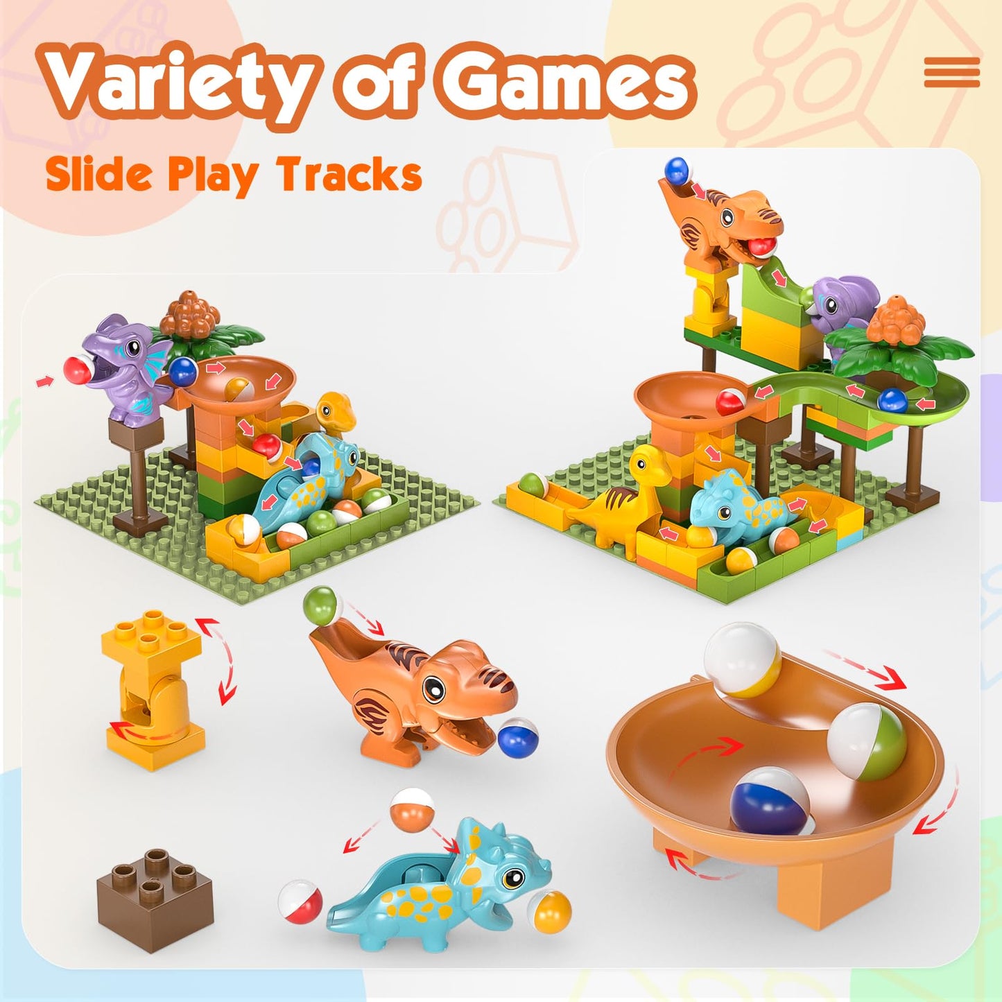 Fygurso Marble Runs for Kids 4-8  Dinosaur Toys  Interactive Learning STEM Building Toys with 4 Race Track  Compatible with All Major Brands for Toddler Kids Ages 3 4 5 6 7 8+ Boys Girls Gifts (Green)