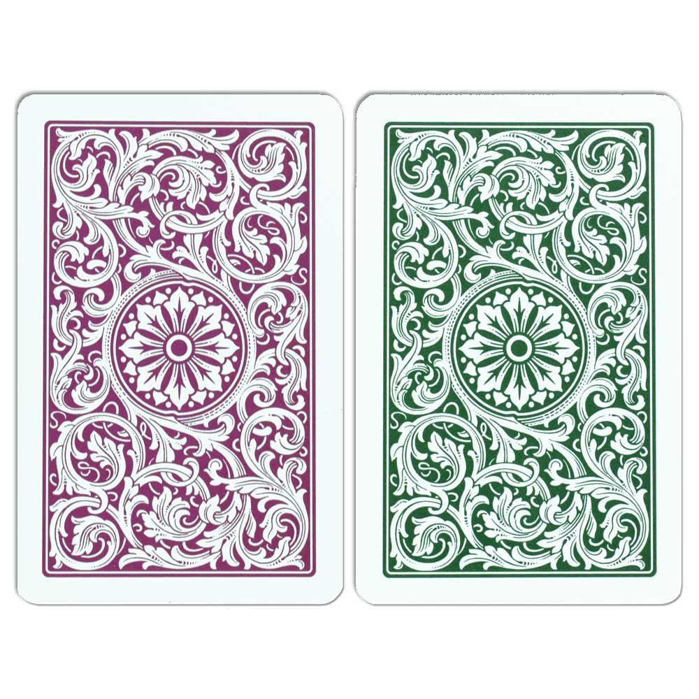 Copag 1546 Design 100% Plastic Playing Cards, Bridge Size (Narrow) Green/Burgundy (Jumbo Index, 1 Set)