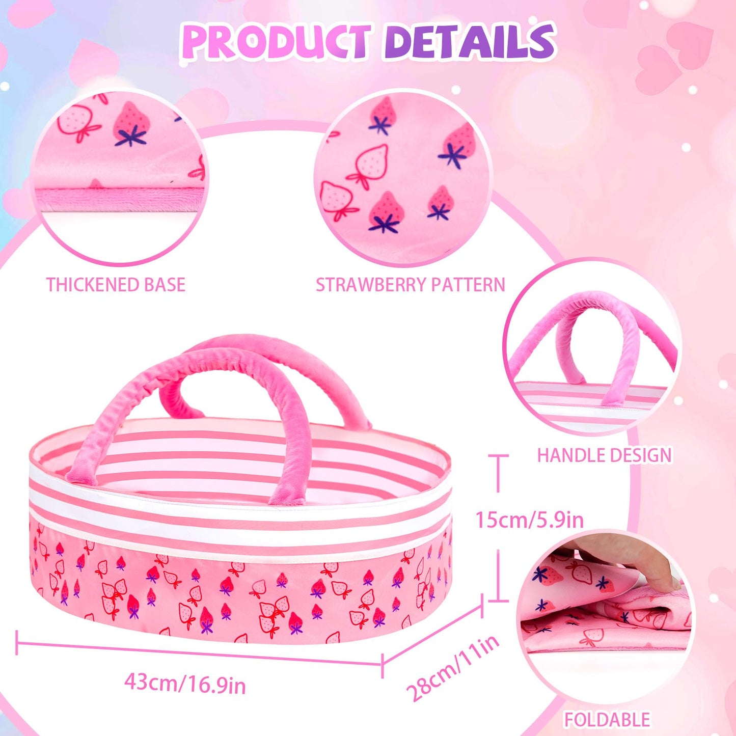 Artst 9Pcs Reborn Baby Doll Accessories With Bassinet,Baby Doll Clothes Knitted Outfit For 17-22 Inch Newborn Girls