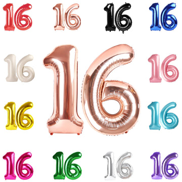 16 Balloon Number, Rose Gold Number 16Th Birthday Balloons 40 Inch, Sweet 16 Years Old Rose Gold Birthday Decorations For Boys G