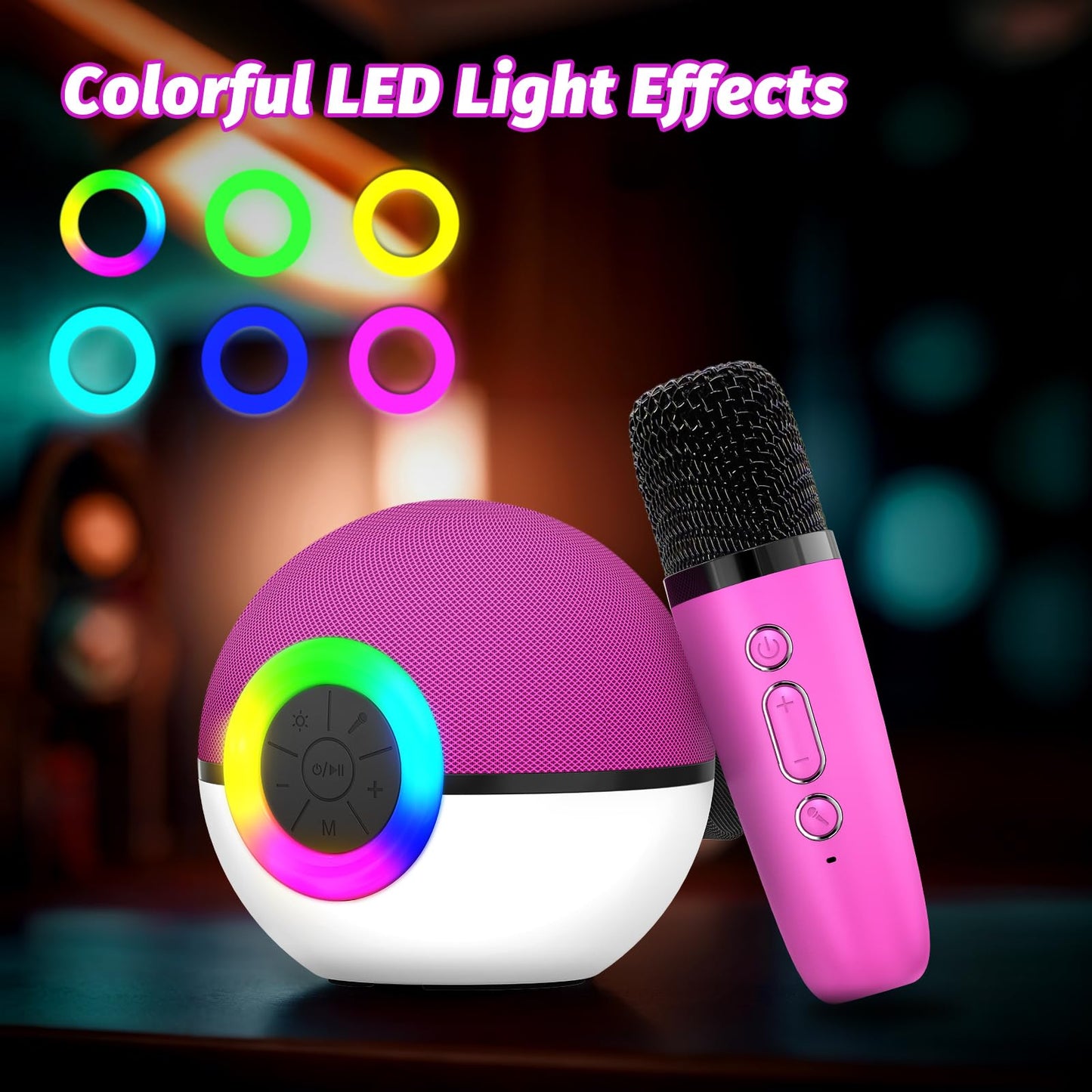 Mini Karaoke Machine Speaker For Kids Adults, Portable Bluetooth Microphone Song Toys With Led Light, Best Chritmas Birthday Fes