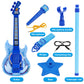 Guitar And Microphone Play Set For Boys,Karaoke Machine With Music&Light,Microphone Toys With Stand,Adjustable Height Guitar Toy