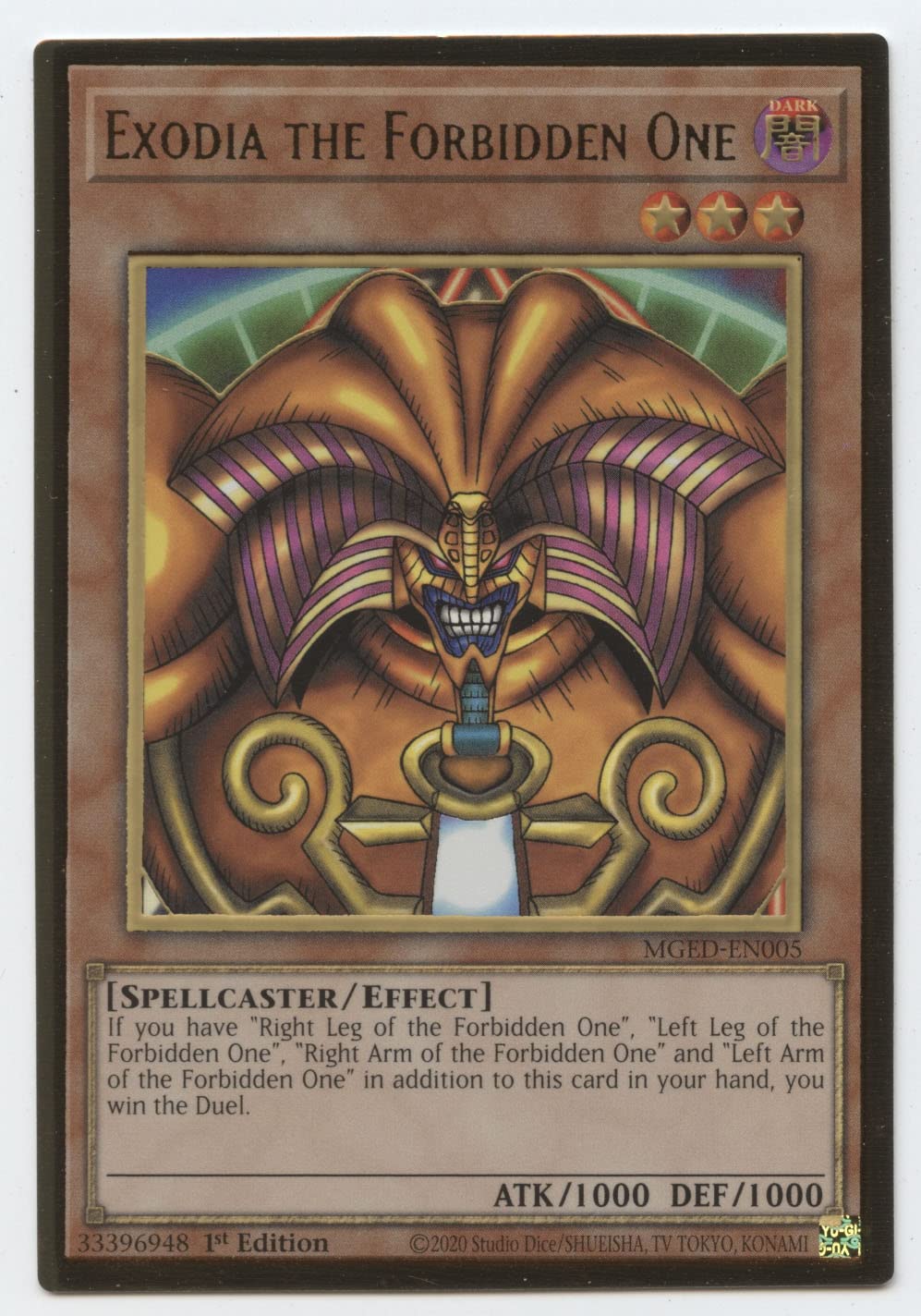 Exodia The Forbidden One - Mged-En005 - Premium Gold Rare - 1St Edition