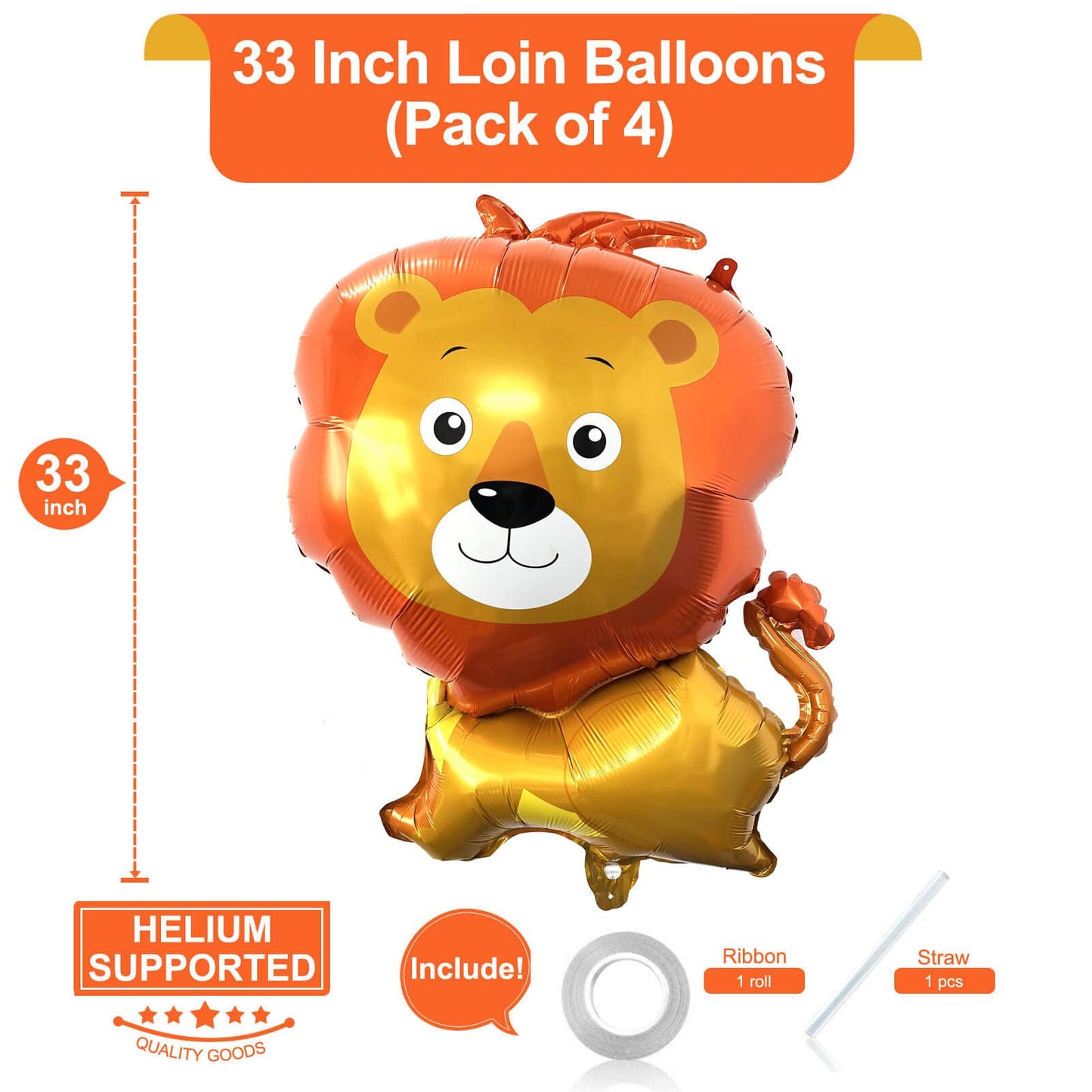 Giant Lion Balloons 33 Inch Lion Shaped Balloons Woodland Lion Balloons For Jungle Safari Themed Backdrop Kids Birthday Party De