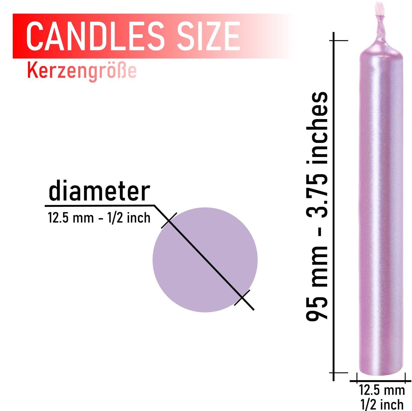 BRUBAKER Tree Candles - Pack of 20 - Purple - 3 x  Inches - Made in Europe - Christmas Wax Candles for Pyramids, Carousels & Chi