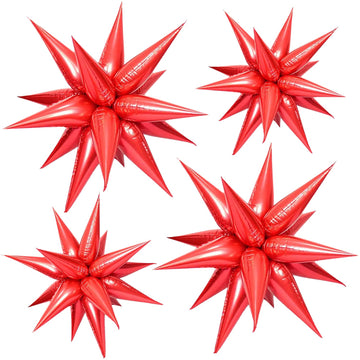 Funtoob Red Star Balloons Metallic Star Foil Balloons Birthday Balloons Red Star Cone Balloons Starburst Balloon Spike Balloons
