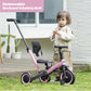 newyoo Toddler Tricycle TR007, Large Pink Bike with Push Handle, Backrest & Safety Belt for 1-3 Year Olds