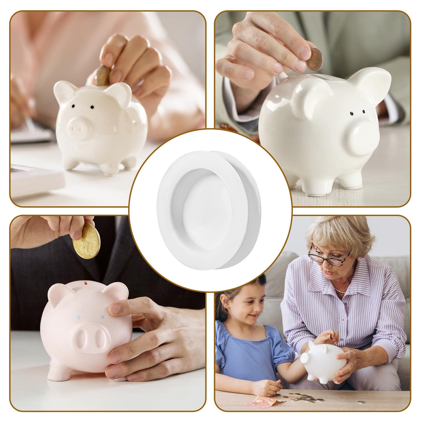 20 PCS Piggy Bank Stopper, 5 Sizes Rubber Saving Box Plug Rubber Saving Box Plug Round Piggy Bank Stopper Cover White Rubber Mon