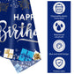 Duaiai Happy Birthday Decorations, 1 Pcs Navy Blue And Silver Birthday Tablecloth For Boys Girls Men Women, Plastic Disposable Rectangle Table Cover For Birthday Party Supplies- 54' X 108'