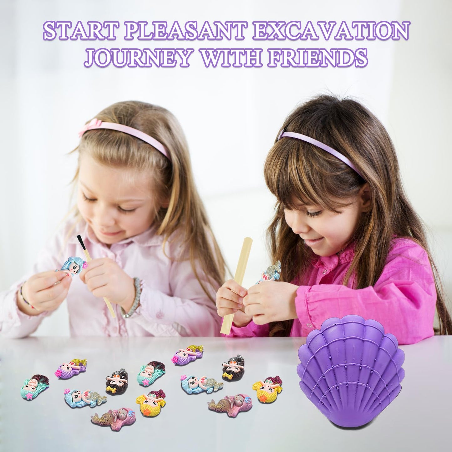 Hitish Mermaid Dig Kit, 12 Surprise Mermaid Discover, Great Science Stem Toys Mining Set, Party Favor Geology Gifts For Kids, Ag