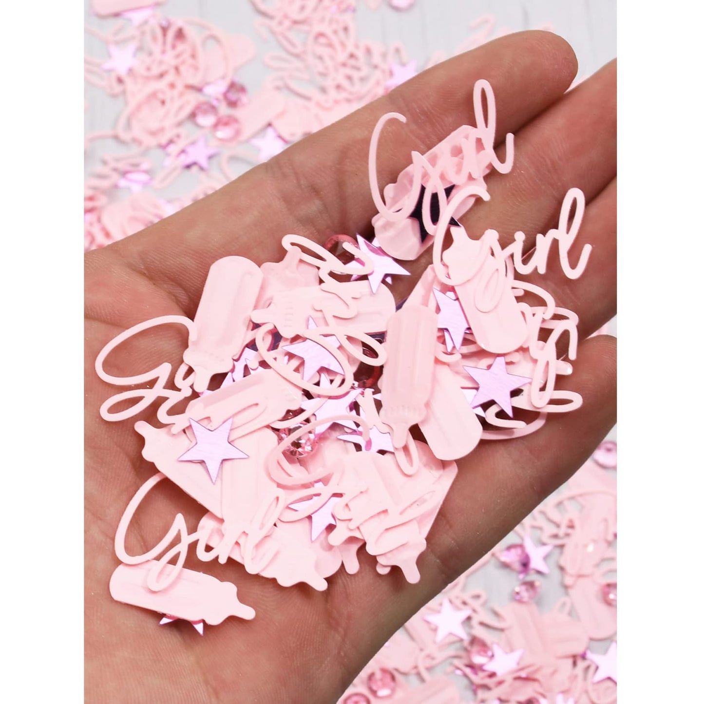 MEYSIMOON Baby Shower Decorations Confetti Baby Pink Girls Table Decor Confetti for Baby Shower Gender Reveal Party Supplies (Pi