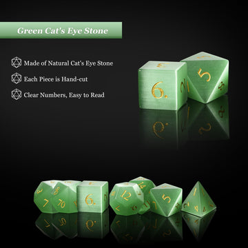 UDIXI Natural Gemstone DND Dice Set, 7PCS Crystal D&D Dice for Dungeons and Dragons, Handmade Stone Dice for MTG Table Games (Gr