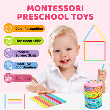 Montessori Toys For 2-3 Year Old: Silicone Learning Color Sorting Toys For Toddlers Age 2 3, Fine Motor Developmental Infants Se