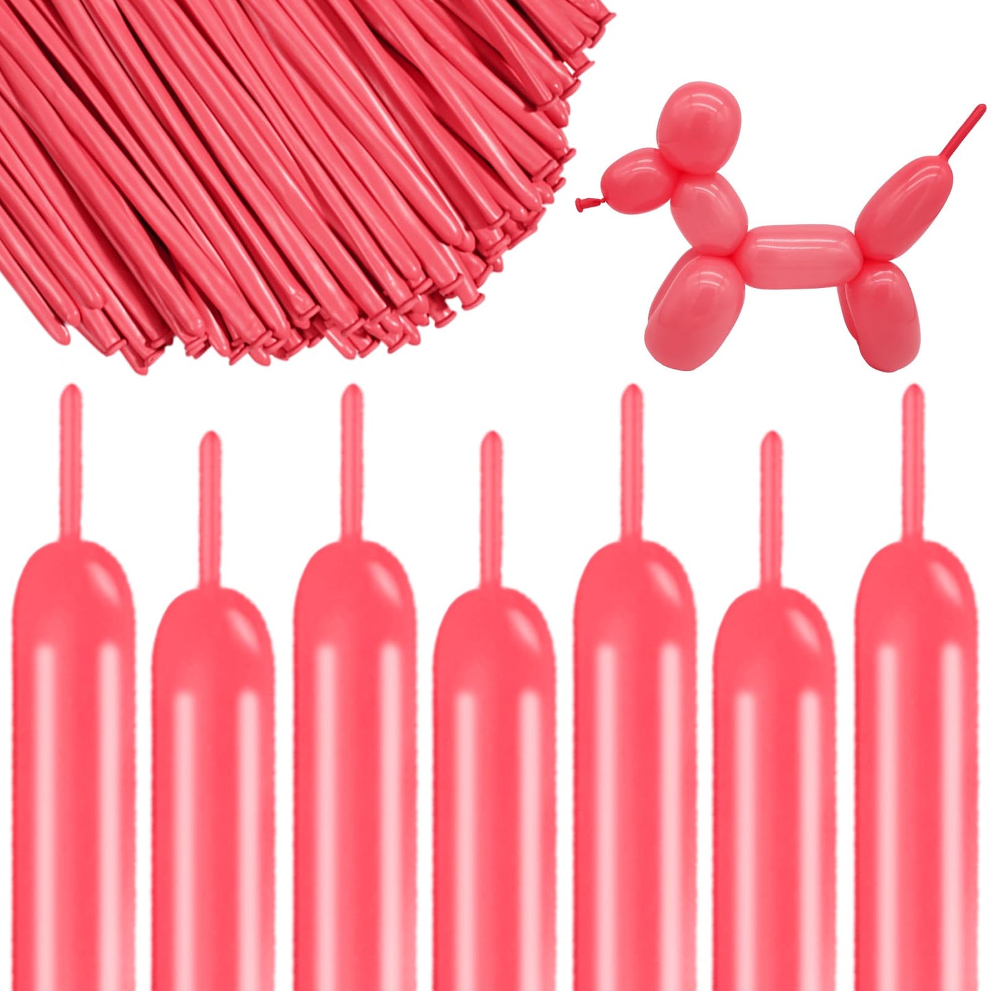 260 Long Balloons 100 Pack Pastel Red Twisting Animal Balloons Thickening Latex Modeling Long Magic Balloons For Animal Model We