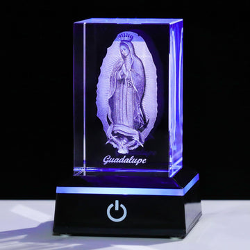 Movdyka 3D Virgen De Guadalupe Statues Decorations Religious Gifts For Women Laser Etched Crystal Our Lady Of Guadalupe The Bles