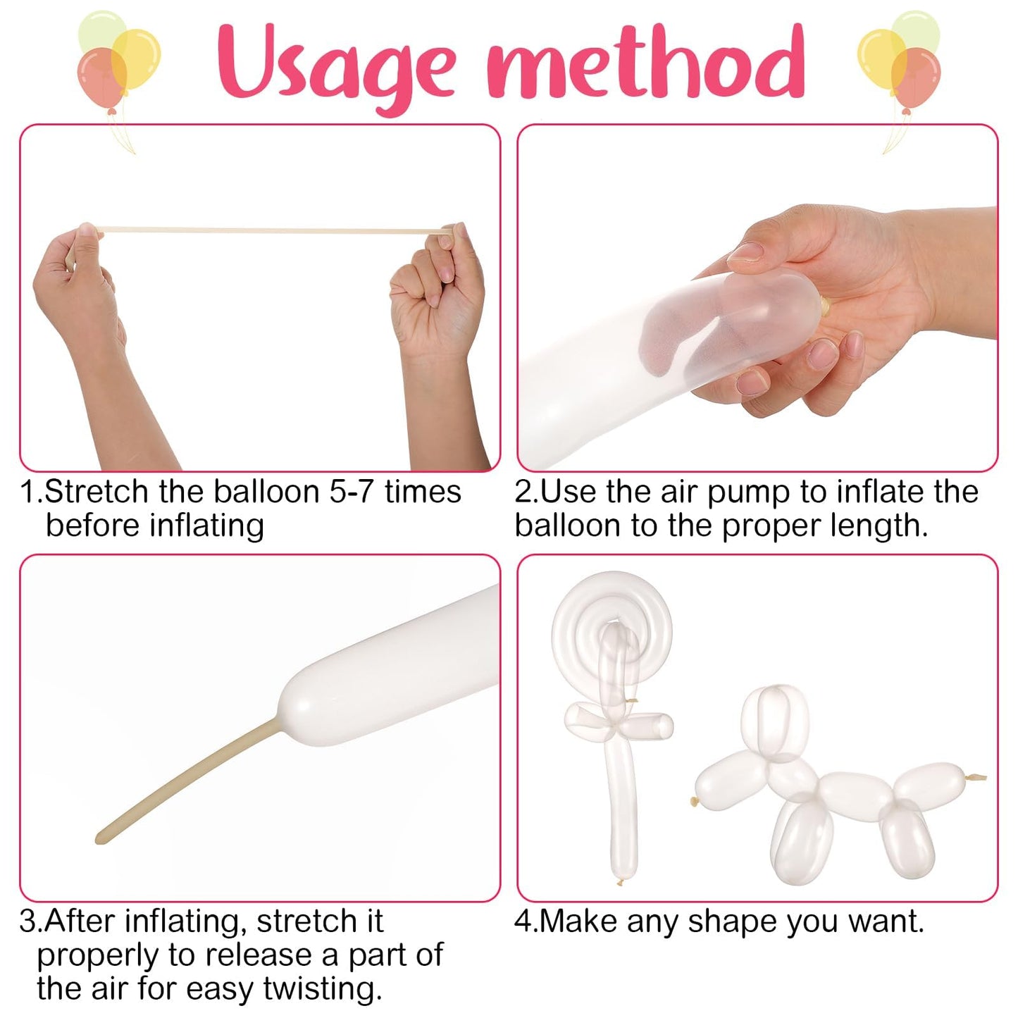100Pcs 260 Balloons Clear Long Balloons For Balloon, Premium Quality Latex Twisting Balloons For Animals Modeling Christmas Birt