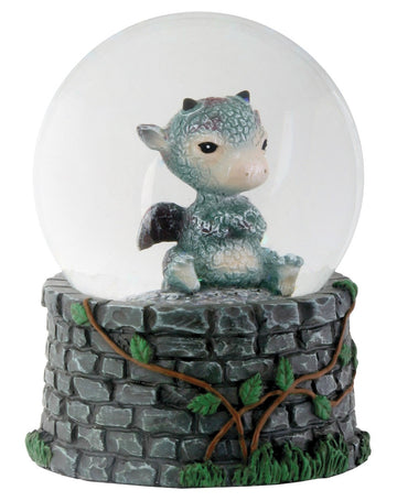 Ytc 3.5 Inch Cold Cast Resin Sulky Baby Dragon Water Snow Globe Figurine