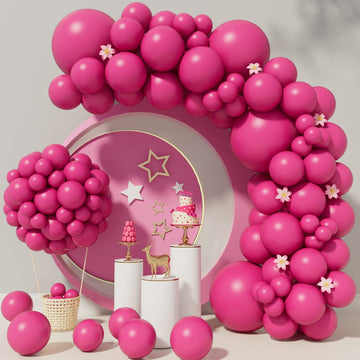 Hot Pink Balloons 110Pcs Hot Pink Balloon Garland Arch Kit 5/10/12/18 Inch Matte Latex Hot Magenta Balloons Different Sizes As B