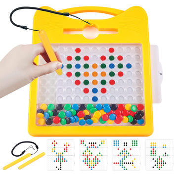 Magnetic Drawing Board For Kids, Toddler Magnet Doodle Board With 2 Pens, Magnetic Dot Art, Fine Motor Skills Toys, Airplane Travel Essentials Toys For Boys Girls (Yellow Cat)