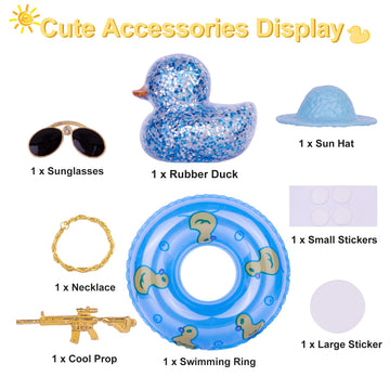 Cofubcad Car Rubber Duck Dashboard Decoration Colorful Duck Car Ornaments With Special Props Mini Swim Ring Sunglasses Cowboy Or Sun Hat(A26)